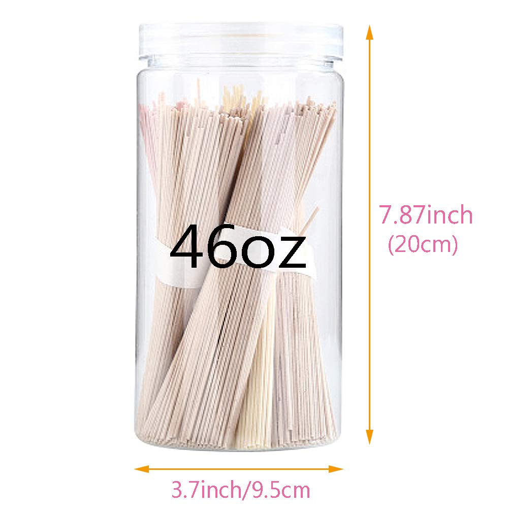 3 PCS 46OZ/1360ml Clear Plastic Round Storage Jars,Empty Plastic Jars with Lids,Clear Plastic Storage Jars with Screw on Lids for Dry goods,Noodles,Spices and More