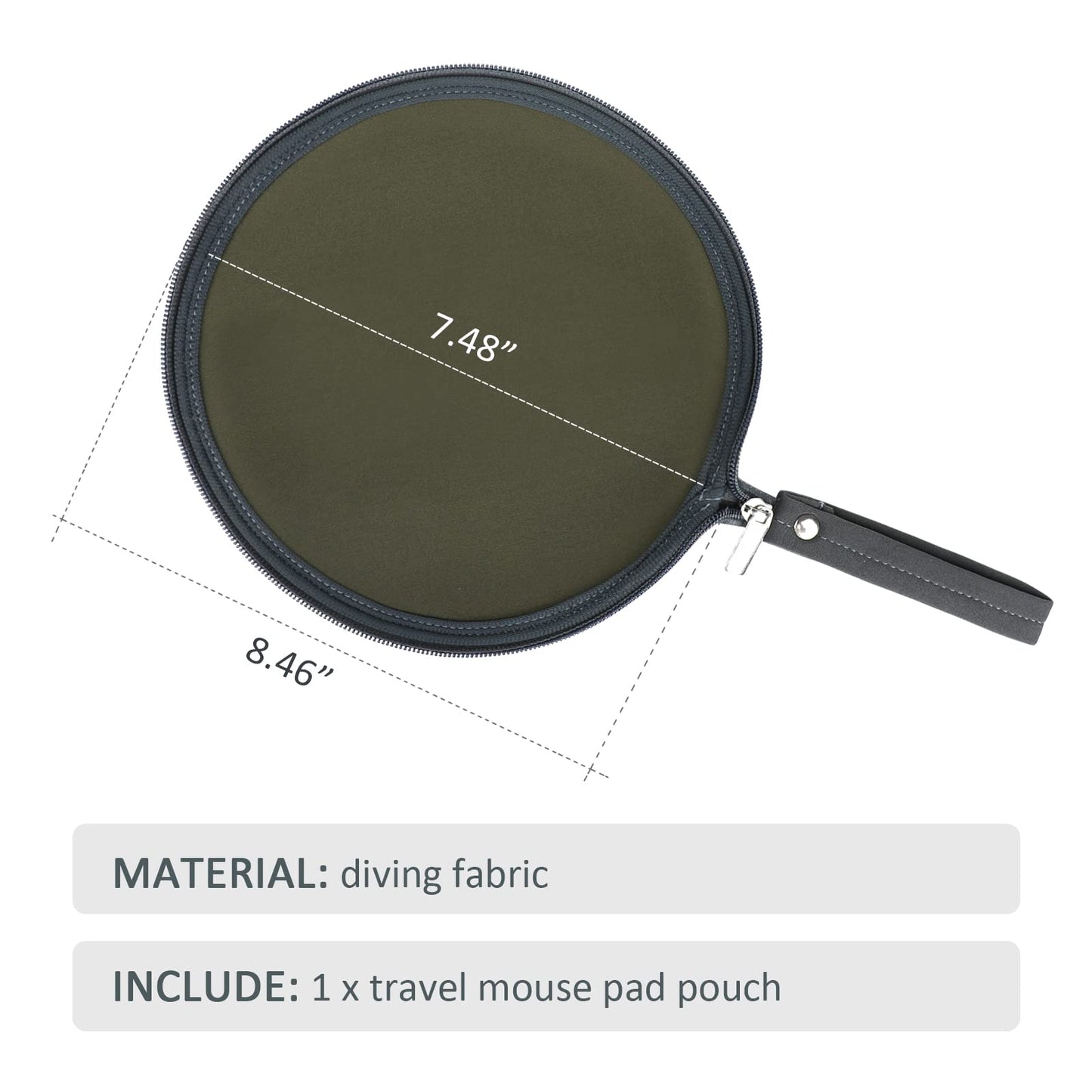 OLizee 2 in 1 Convertible Round Travel Mouse Pad Mat and Case with Zipper Pouch for Outdoor Business Trip