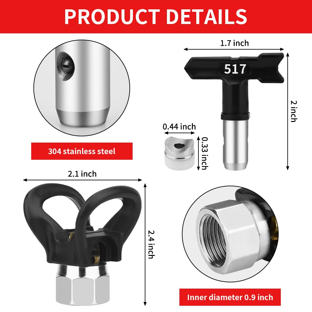 Spray Freely-8 Piece Set of Extension Pole Rod,Airless Paint Sprayer Gun Tip Extension Pole,with Swivel Joint Reversible Spray Tips and Tip Guard Protector (8in 12in 20in 30in 40in)