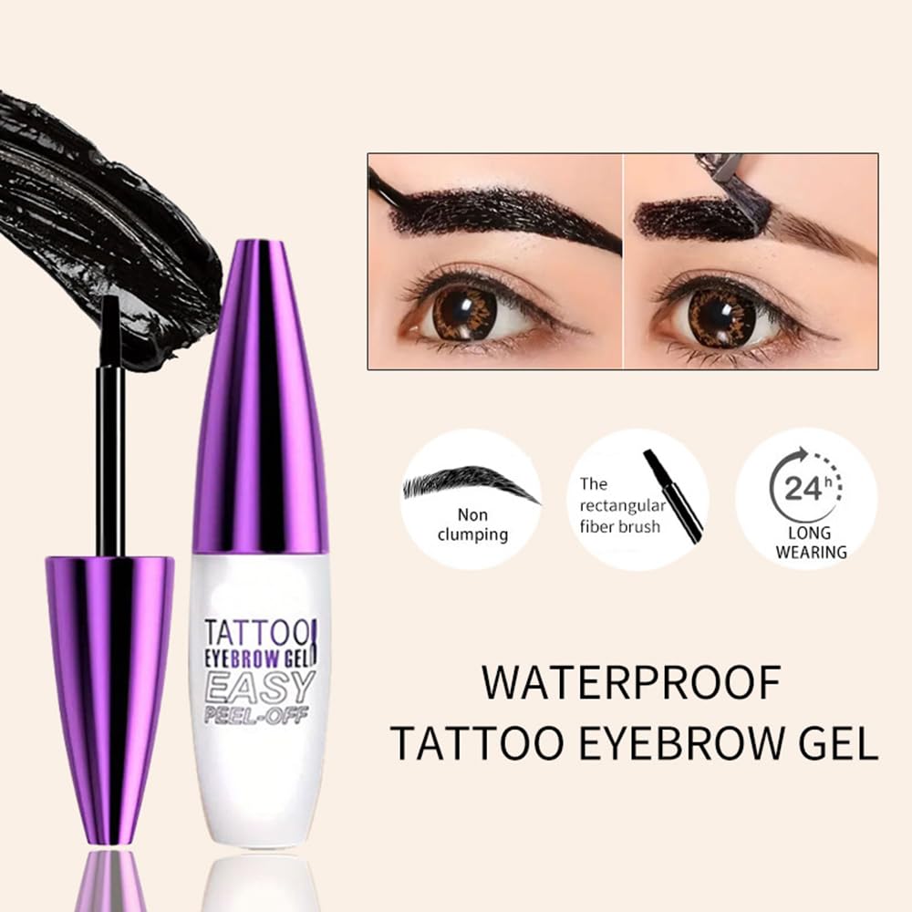 Peel Off Tattoo Brow Tint Gel - 2pcs Gray Brown Eyebrow Kit, Waterproof, Transfer-Proof & Sweatproof, Quick Peel Formula for Natural Fuller Brows, Mother’s Day Gifts for Women All Skin Types