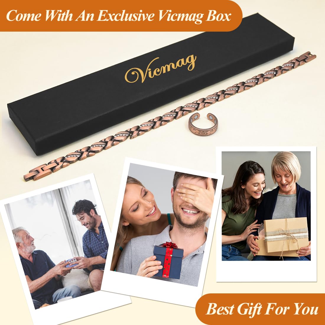 Vicmag Copper Anklet for Women Magnetic Ankle Bracelet with Ultra Strength Magnets 100% Solid Copper Gift for Her (Adjustable)