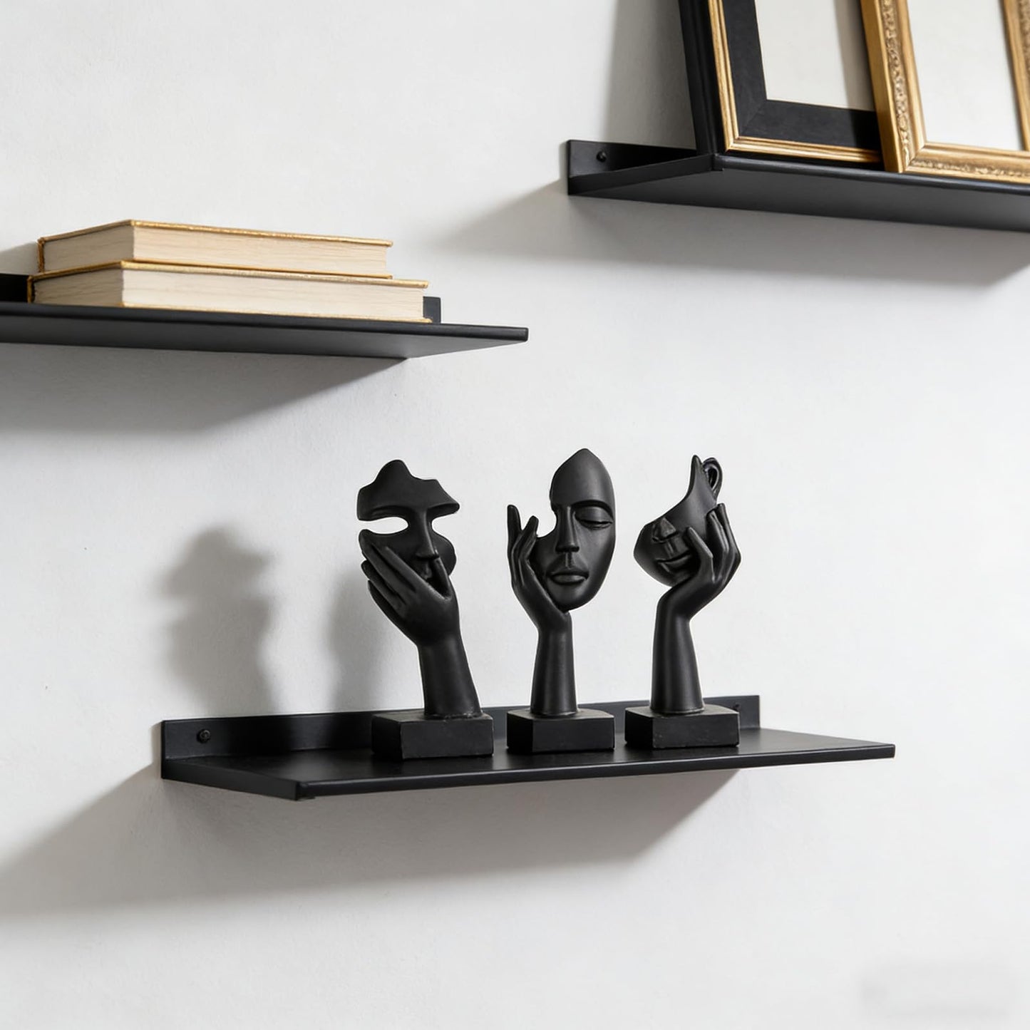 oliruim 3 Pcs Thinker Small Statue Set - Black Art Abstract Home Accent Figurines for Decor Bedroom, Shelves, Living Room Coffee Table, Office Desktop (3 Pcs Black, 6")