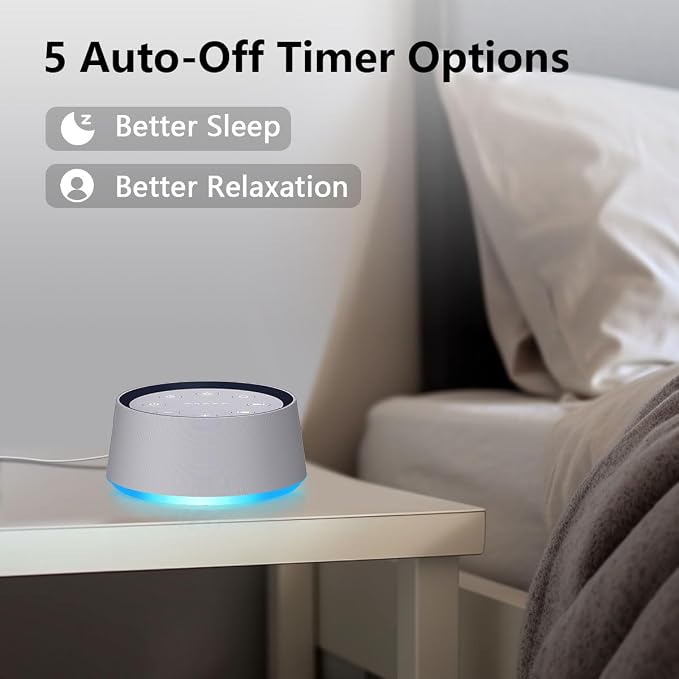 Brown Noise Sound Machine 30 Soothing Sounds White Noise Machine with 12 Night Light Colors Sleep Sound Machine for Adults Baby Kids Noise Canceling for Office Home Privacy Auto-Off Timer