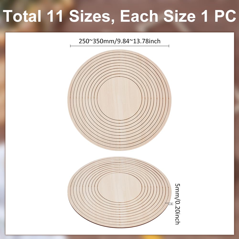 UNICRAFTALE About 11Pcs Ceramics Plate Forming Molds Flat Round Pottery Tools Wooden Concentric Geometric Figure Rail Set Clay Molds Dish Slump Mold for DIY Blank Modeling 25-35cm Diameter