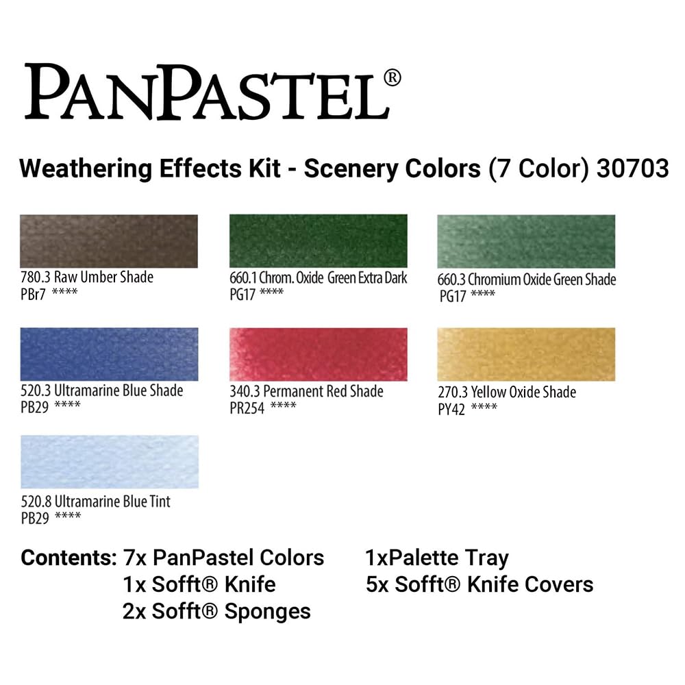 PanPastel Artist Pastels by GOLDEN, Scenery Set, 7 Color, Professional Artist Pastels, Unique Pan Format (cake-like)