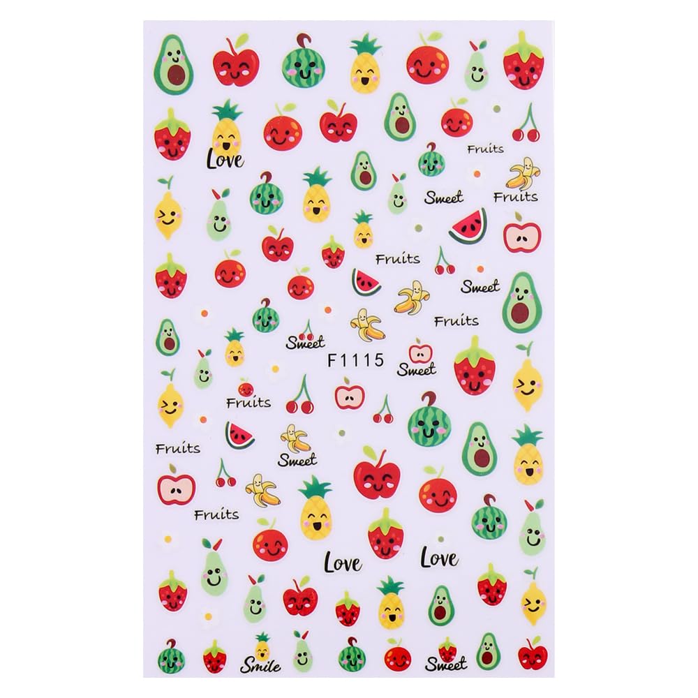 SIMAYKUWA Nail Stickers for Women with Cute Patterns (Colorful Cake and Fruits)