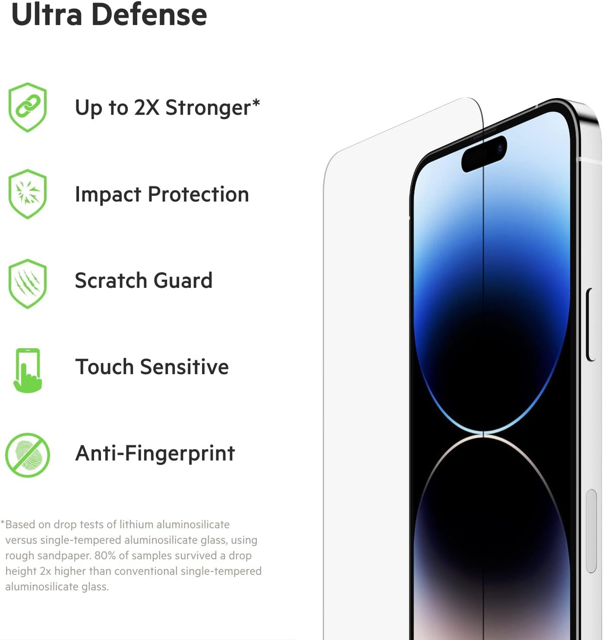 Belkin UltraGlass iPhone 14 Pro Max Screen Protector - Easy Application with Installation Guide Tray - Tempered Glass Screen Protector Compatible with iPhone 14 Pro Max Cases - 9H Hardness Tested