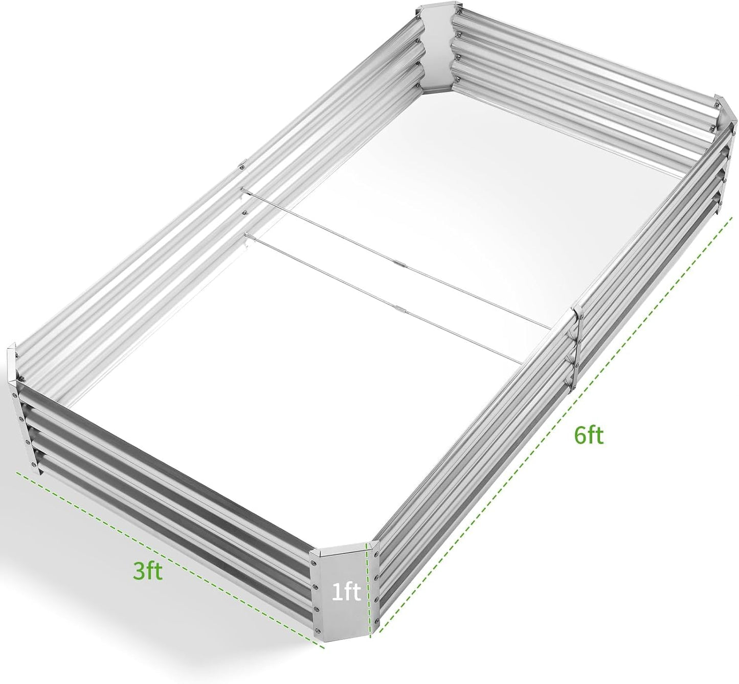 Land Guard 3 Pack 6×3×1ft Galvanized Metal Raised Garden Bed, Metal Planter Kit Box Outdoor for Deep-Rooted Vegetables, Flowers, Green and Herbs, Silver