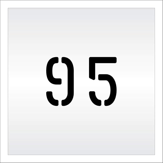 Pavement, Curb, and WheelStop Stencils - 4 inch Double Number Stencil - (95) - 4" x 5.5" x 1/16" (63 mil) - Light-Duty