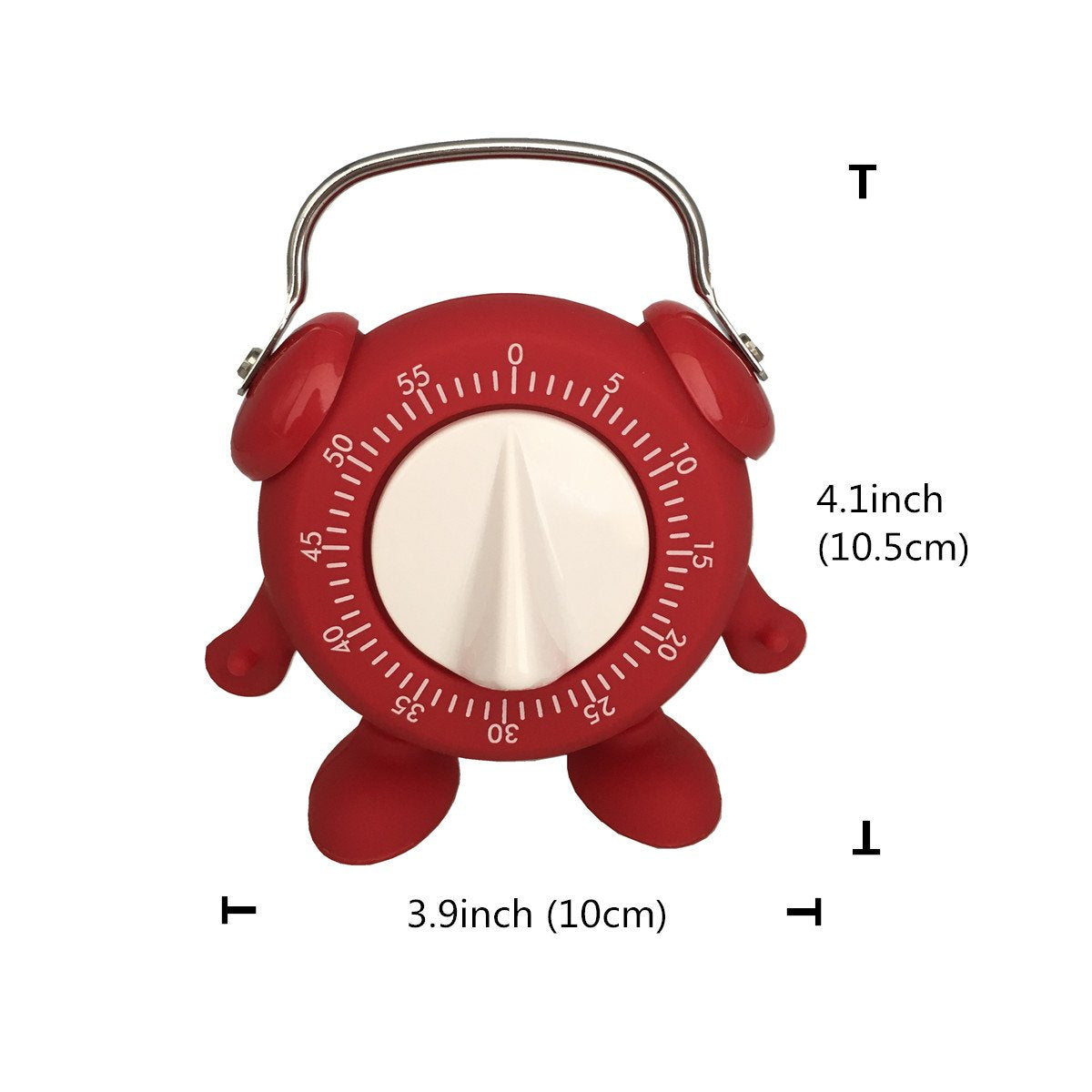 Kitchen Timer, 60 Minutes Countdown Cooking Teaching Egg Potty Training Wind Up Cute Timeout Timer No Battery （Red）