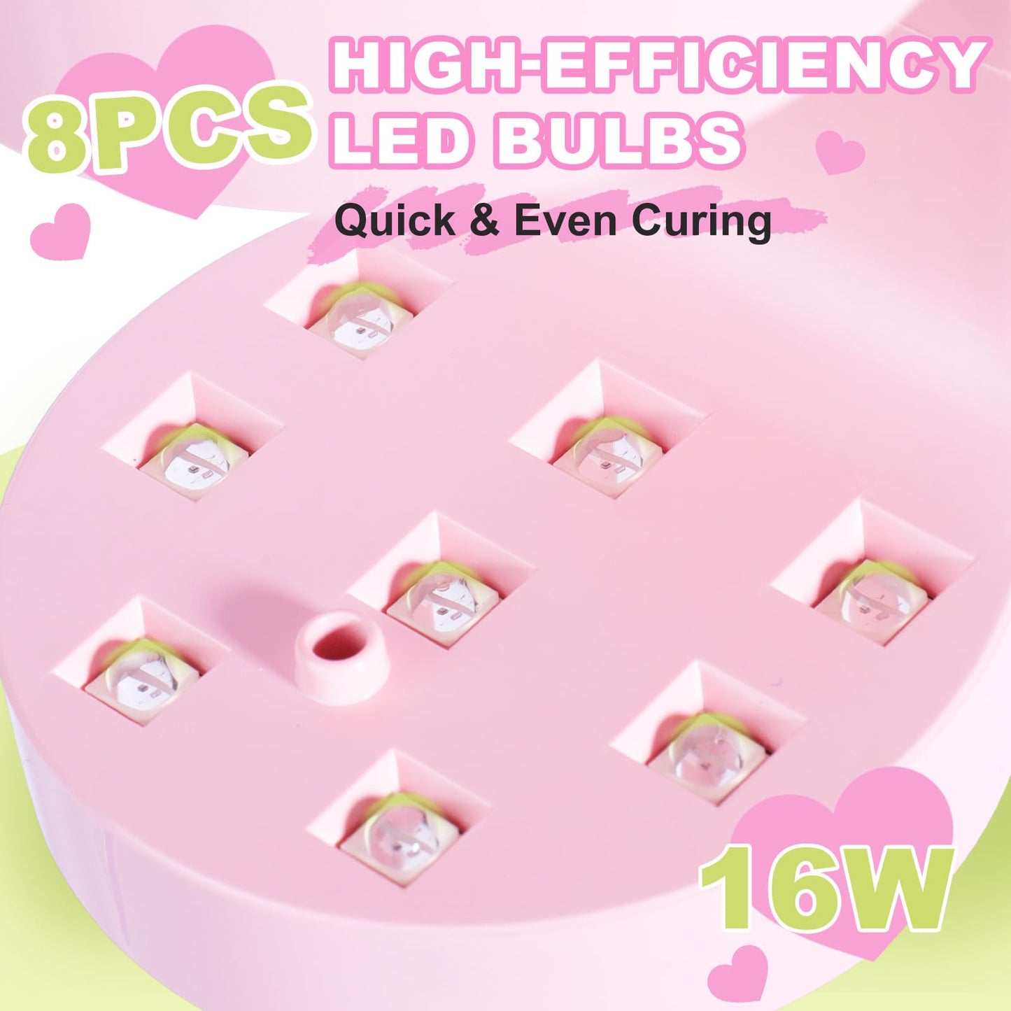 MEKK Mini UV Light for Nails,Peach-Shaped Mini LED Nail Lamp with Auto-Sensor,8 Beads,4 Timer,Professional Single Finger UV Light for Gel Nails Small Gel Nail Lights for Travel & Home Use-Pink