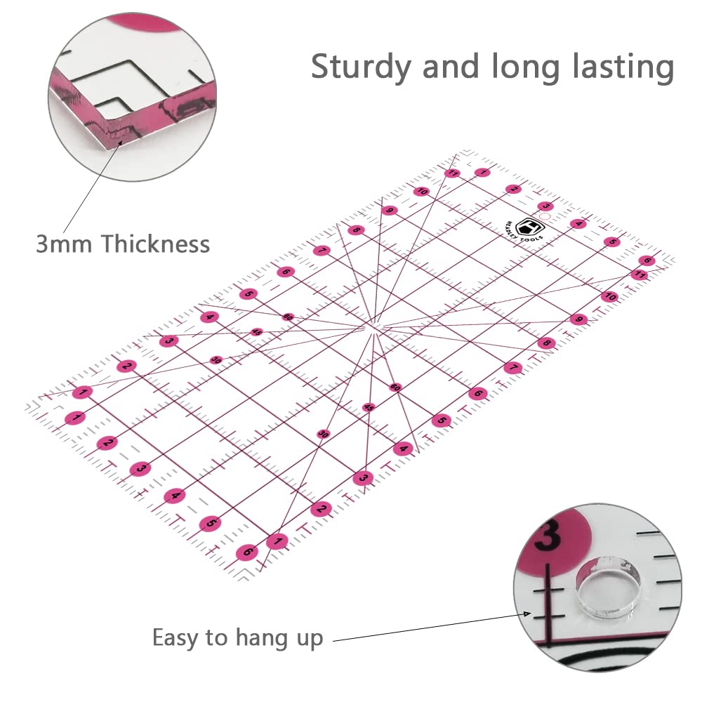 Headley Tools Rotary Cutter Set - 45mm Fabric Cutter, 5 Replacement Rotary Blades, A3 Cutting Mat, Quilting Ruler and Sewing Clips, Craft Knife Set, Ideal for Crafting, Sewing, Patchworking, Pink