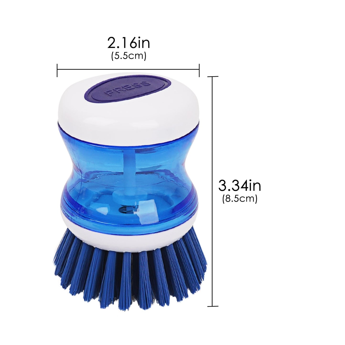 JANKOW Dish Scrubber with Soap Dispenser, 3 Pack Soap Dispensing Palm Brush for Kitchen Sink Pot Pan, Color Coded Dishwashing Scrub Brush Set (Gray, Blue, Orange), Non-Scratch Cleaning Tool