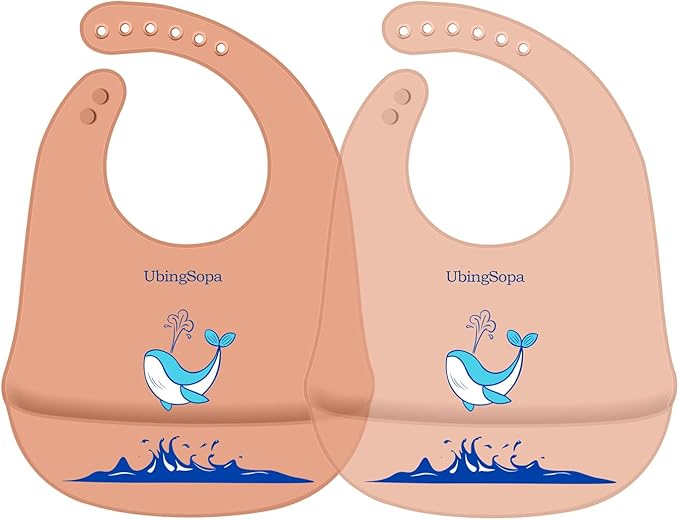 Silicone Baby Bibs – Adjustable, Soft, Waterproof & Durable, with Large Food-Catching Pocket, Feeding-Friendly