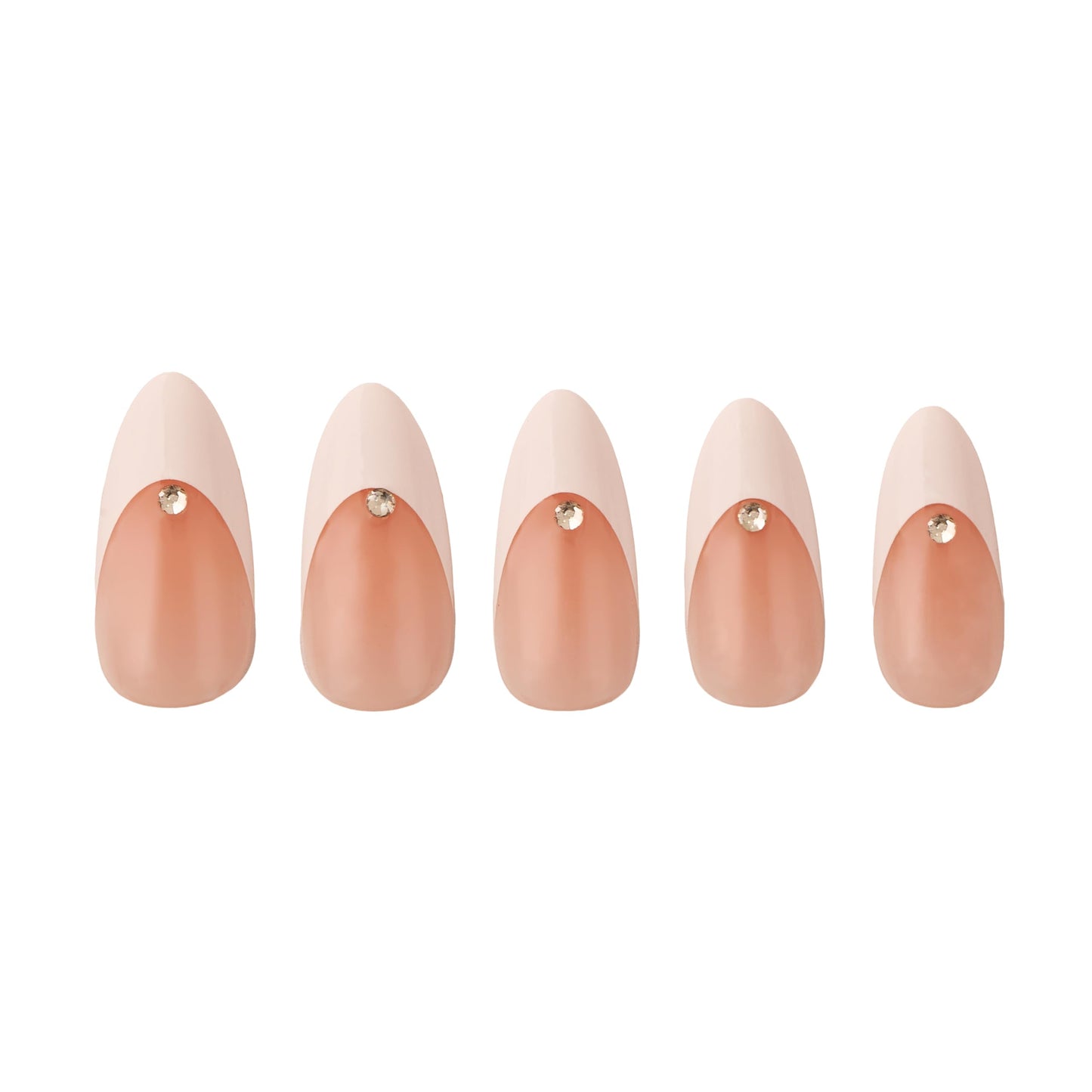 PaintLab Press On Nails - French Tip 3D Diamond Almond Fake Nails, 30 Nails in 15 Sizes with Glue, Reusable Salon Quality Press On Nails