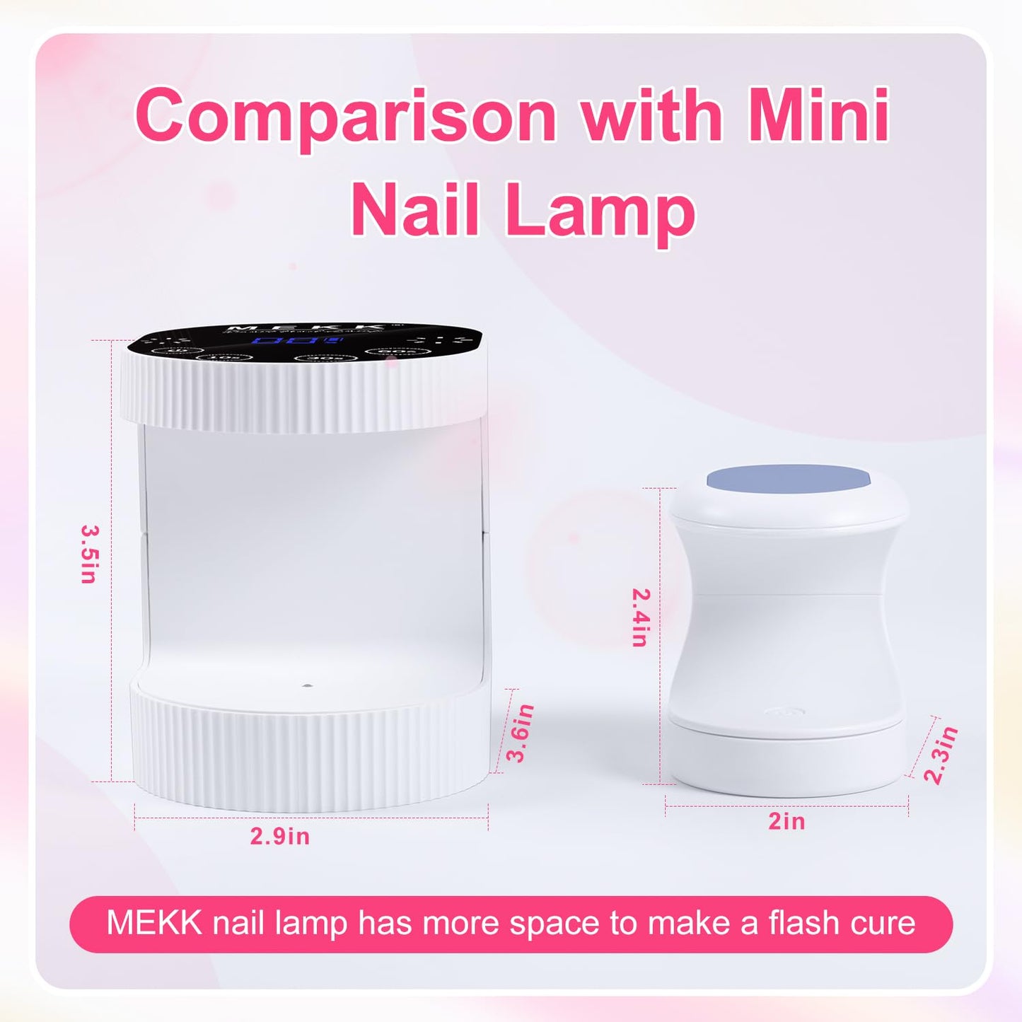 MEKK Cordless Mini UV Light for Gel Nails - 24W Rechargeable Mini UV LED Nail Lamp with Touch Control & Auto Sensor,Small Flash Cure Lamp,4 Timers,Portable Nail Light for Tavel & Home Use(White)