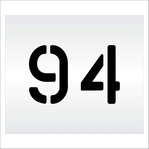 Pavement, Curb, and WheelStop Stencils - 6 inch Double Number Stencil - (94) - 6" x 9" x 1/16" (63 mil) - Light-Duty