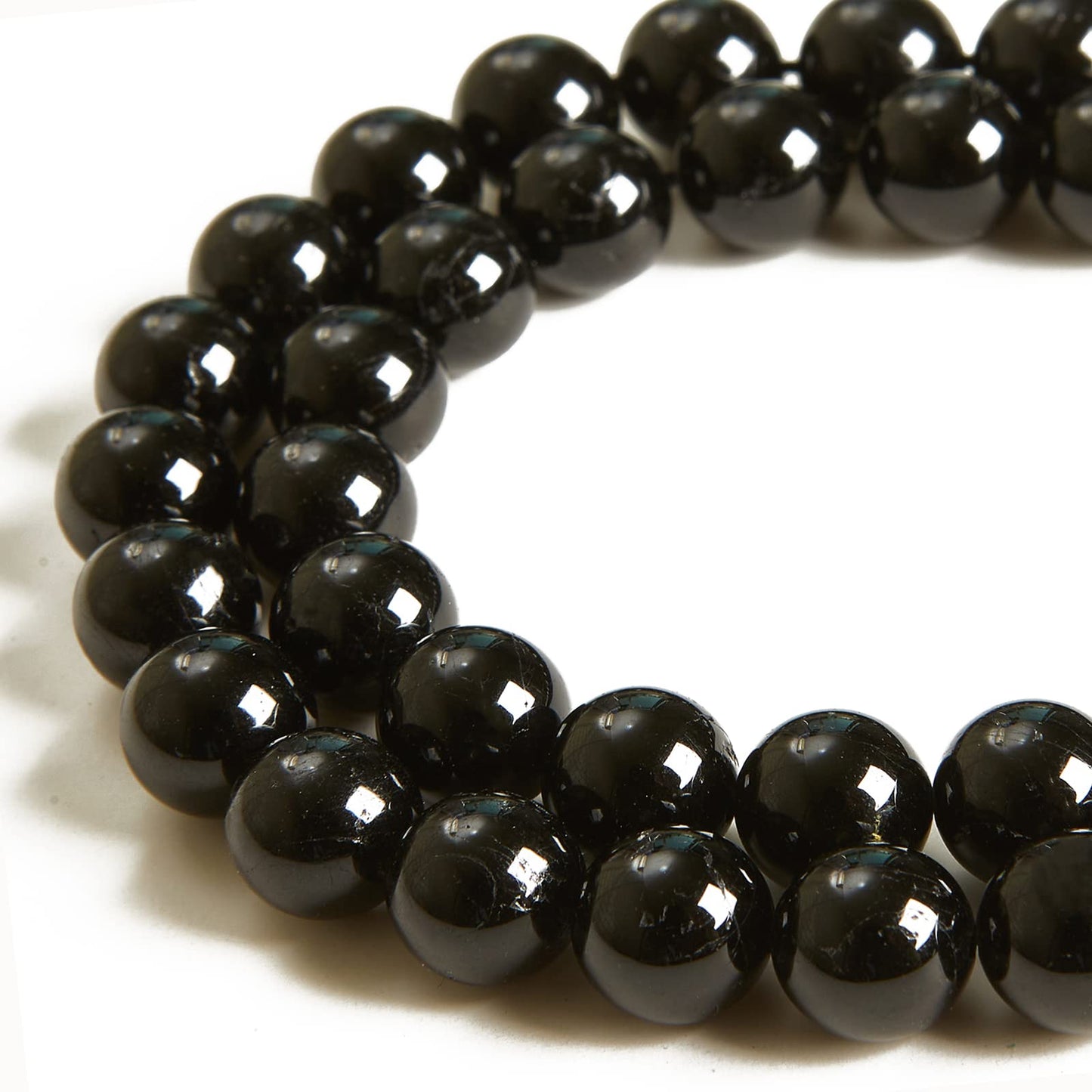 45pcs 8mm Natural Black Tourmaline Beads Gemstone Beads Round Loose Beads for Jewelry Making