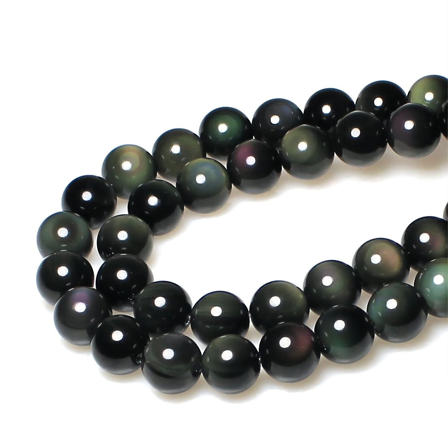 MJDCB Rare Collection Natural Stone Beads Rainbow Obsidian Round Loose Beads for Jewelry Making DIY Bracelet Necklace (6mm)