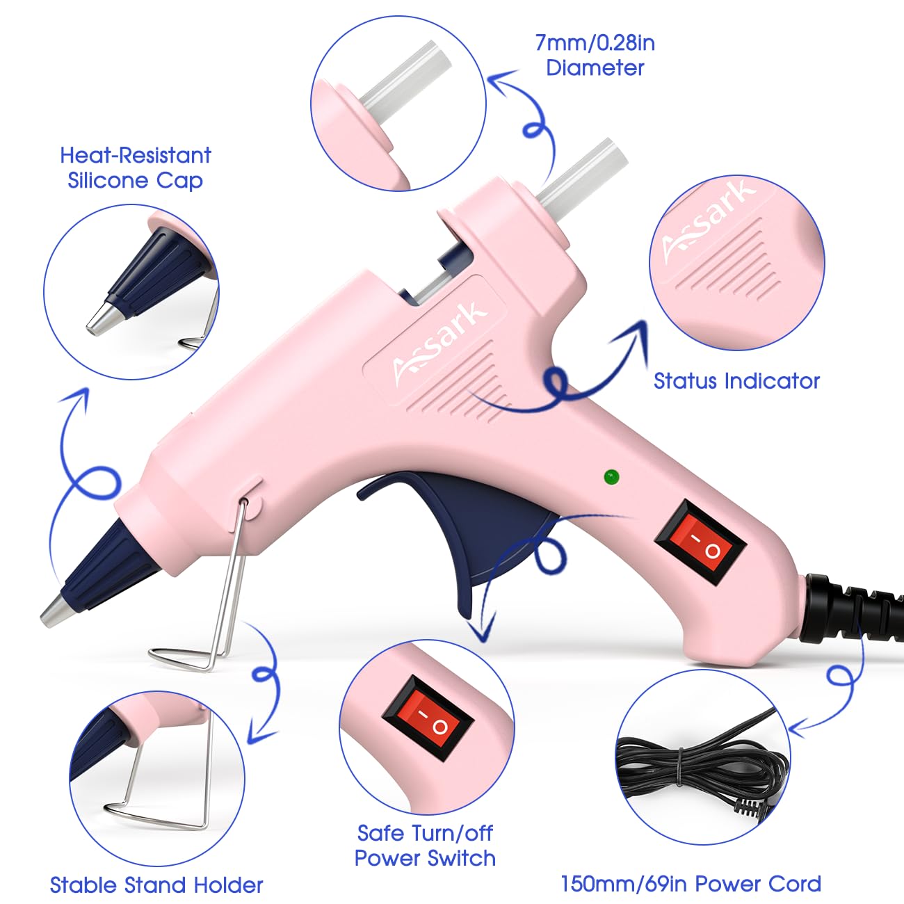 30W Mini Hot Glue Gun Kit with 30 Glue Sticks, Fast Preheating Hot Melt, High Temp for School Crafts DIY Arts and Quick Home Repairs