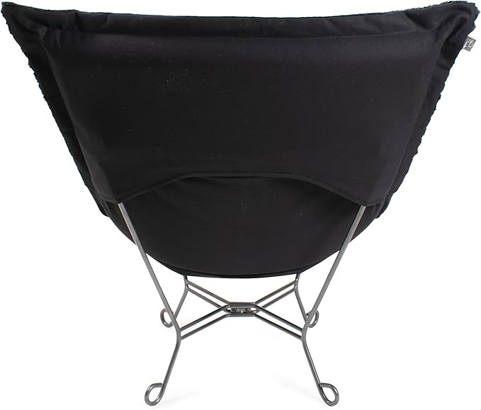 Howard Elliott Scroll Puff Rocker Seating Chair With Cover, Multipurpose Alternate Seating Butterfly Chair with Titanium Frame, Patio Furniture for Camping, Home, Indoor & Outdoor, Bella Pewter