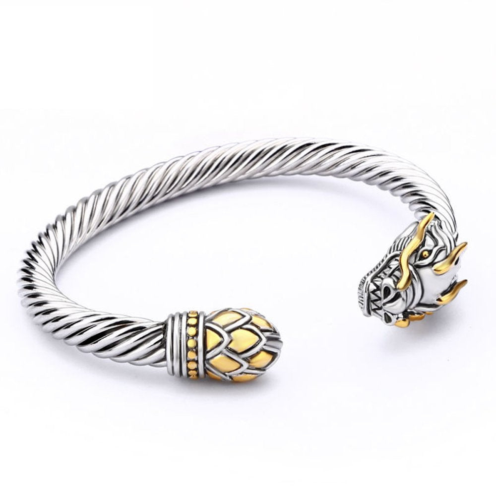 UNY JEWEL Jewelry Chinese Dragon Twisted Cable Wire Bracelet Cuff Bangle Vintage Cable Classics (Dragon Cable Cuff)