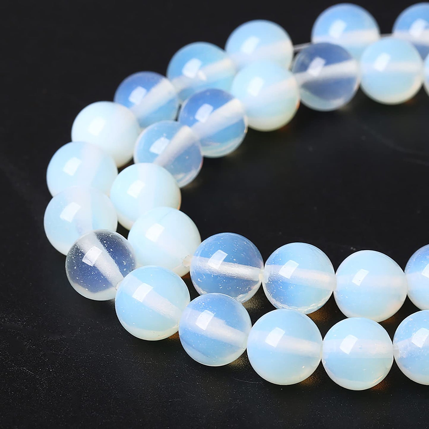 6mm 60pcs AAA Natural Stone Beads White Opal Round Loose Crystal Energy Healing Power Stone Beads for Jewelry Making DIY Bracelet (6mm, White Opal Stone)