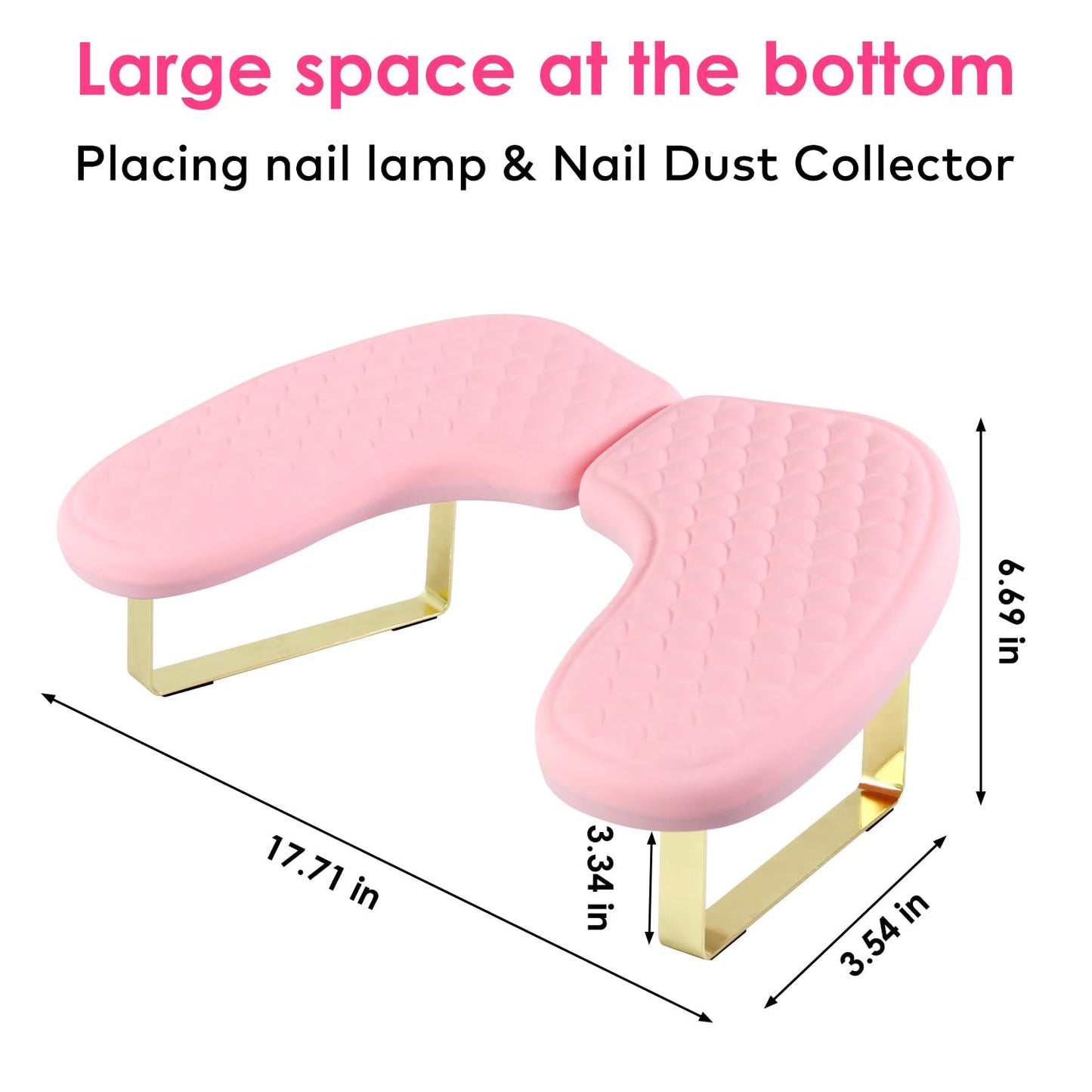 Arm Rest for Nails Tech, BORNBYME Update PU Leather Fish Pattern U-shaped Hand Nail Stand Rest for Manicure, Pink