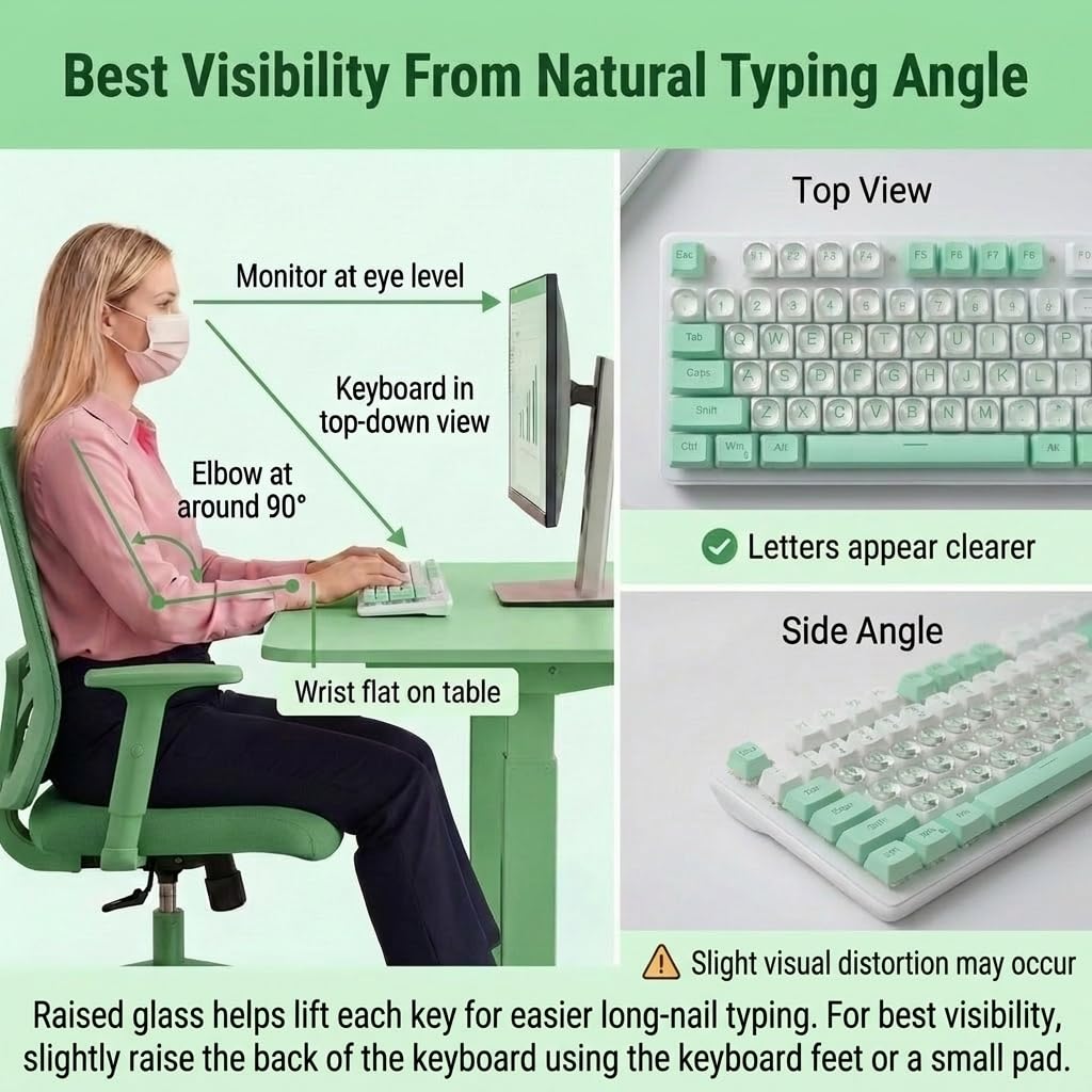 Quafochi 110pcs Keyboard Bubbles for Long Nails, Clear Raised Glass Key Covers, No-Residue, Reusable, Easy to Apply, Keyboard Stickers for Desktop Keyboards, External Keyboards, Calculators
