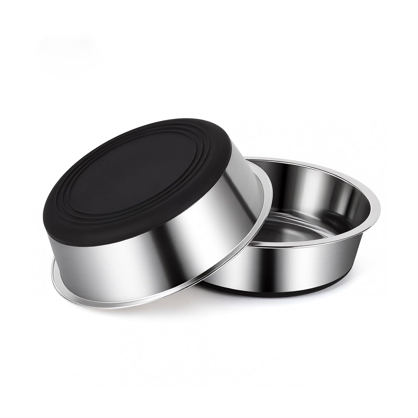 Dog Bowls Durable Heavy Duty Stainless Steel Dog Bowls Non-Slip Basic Bowl for Dogs with Rubber Base (2 Pack, 3 Cups)