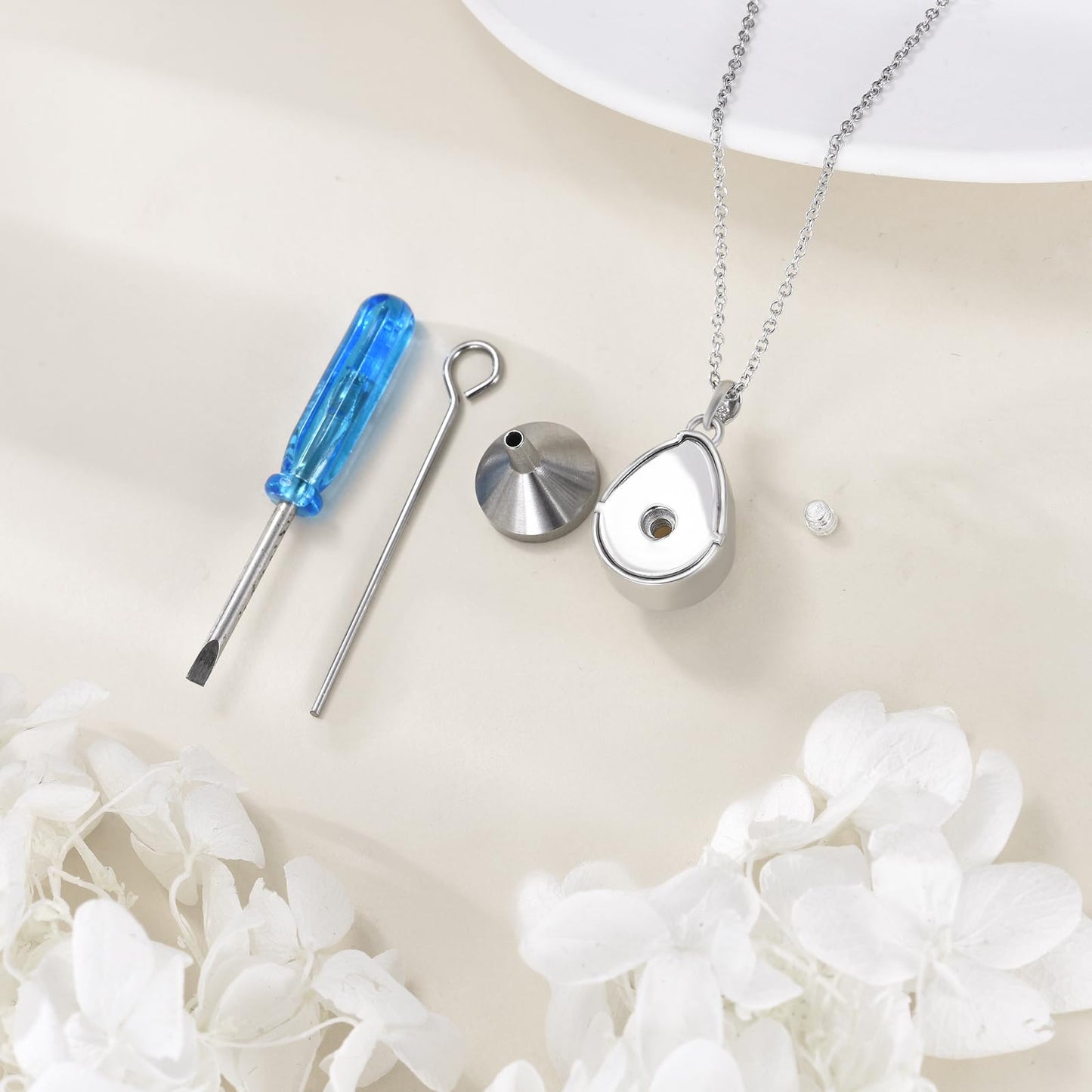 POPLYKE Teardrop Moonstone Urn Necklace for Ashes Sterling Silver Cremation Jewelry for Women Memorial Keepsake Pendant Mothers Day Gift