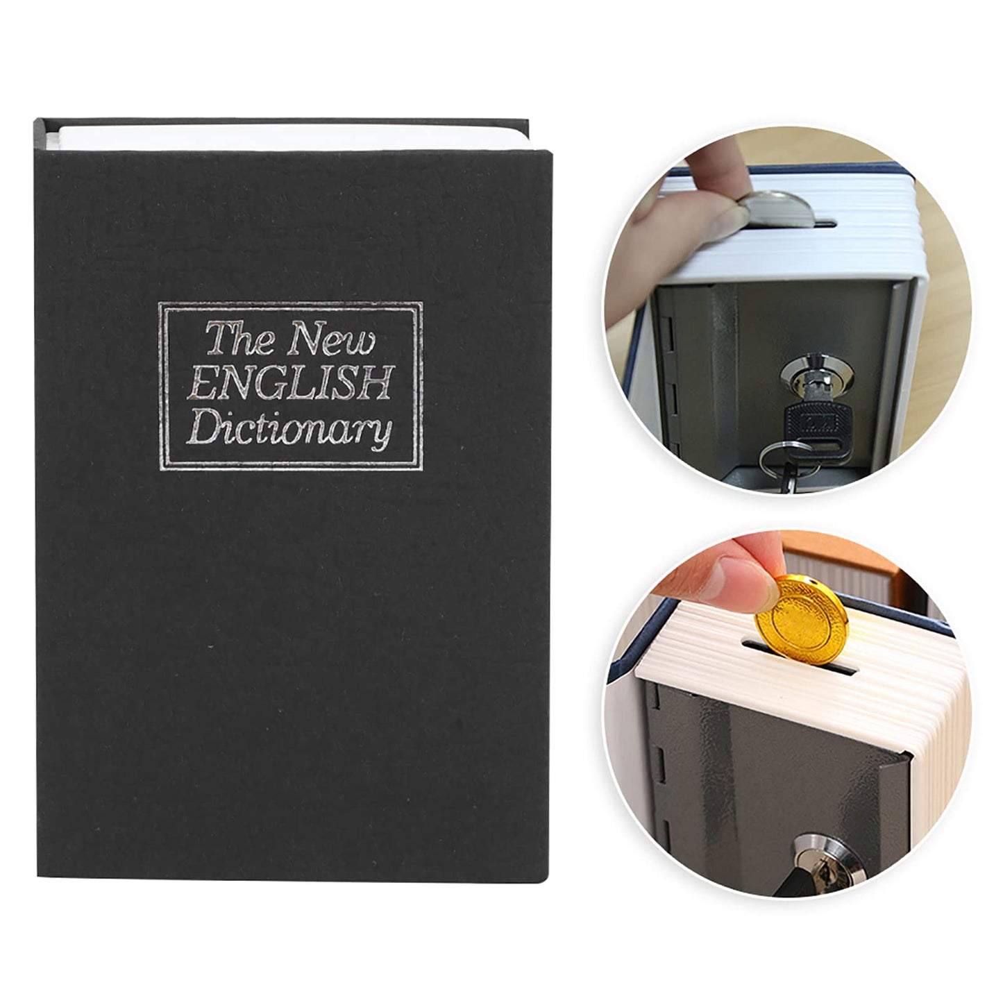 ZAWELIYO Mini Simulation Book Safe Storage Box Money Cash Jewelry Security Lock Case with Keys Metal Safe Box for Home Office Travel Use