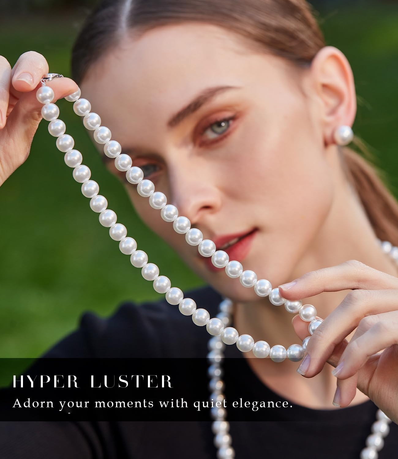 Raneecoco HYPER LUSTER Sterling Silver 8mm White Round Simulated Pearl Necklace for Women | Dainty 18 inch Pearl Choker Necklace | Gift Ready for Wedding