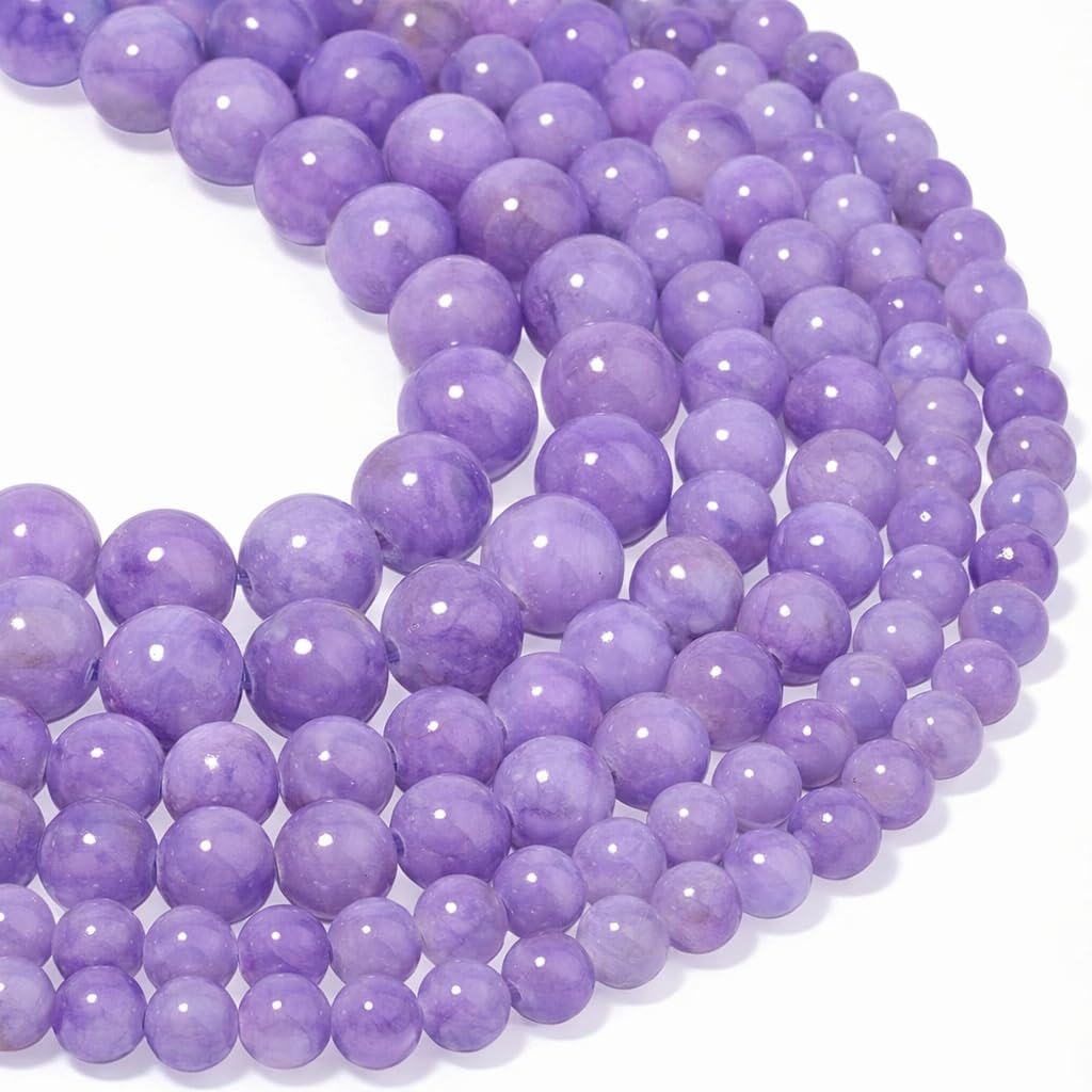 Yochus 60pcs 6mm Deep Purple Persian Jade Energy Healing Round Bulk Gemstone Beads for Jewelry Making Bracelet Necklace Earring DIY