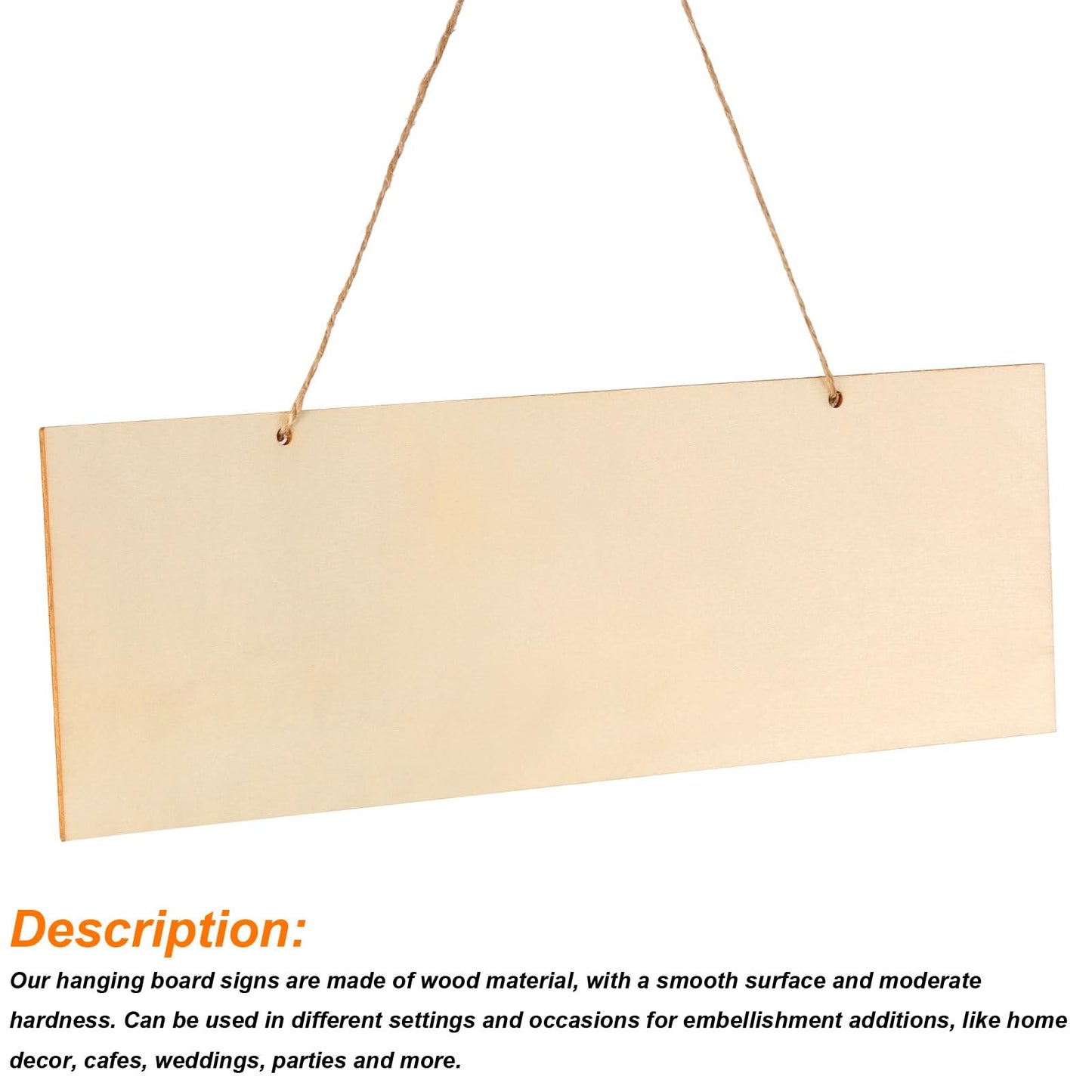 uxcell 3Pcs Unfinished Hanging Wood Sign, 11.8 x 3.9 Inch Rectangle Box-Wood Blank Plaque for DIY Crafts Art Projects Home Decoration (Beige)