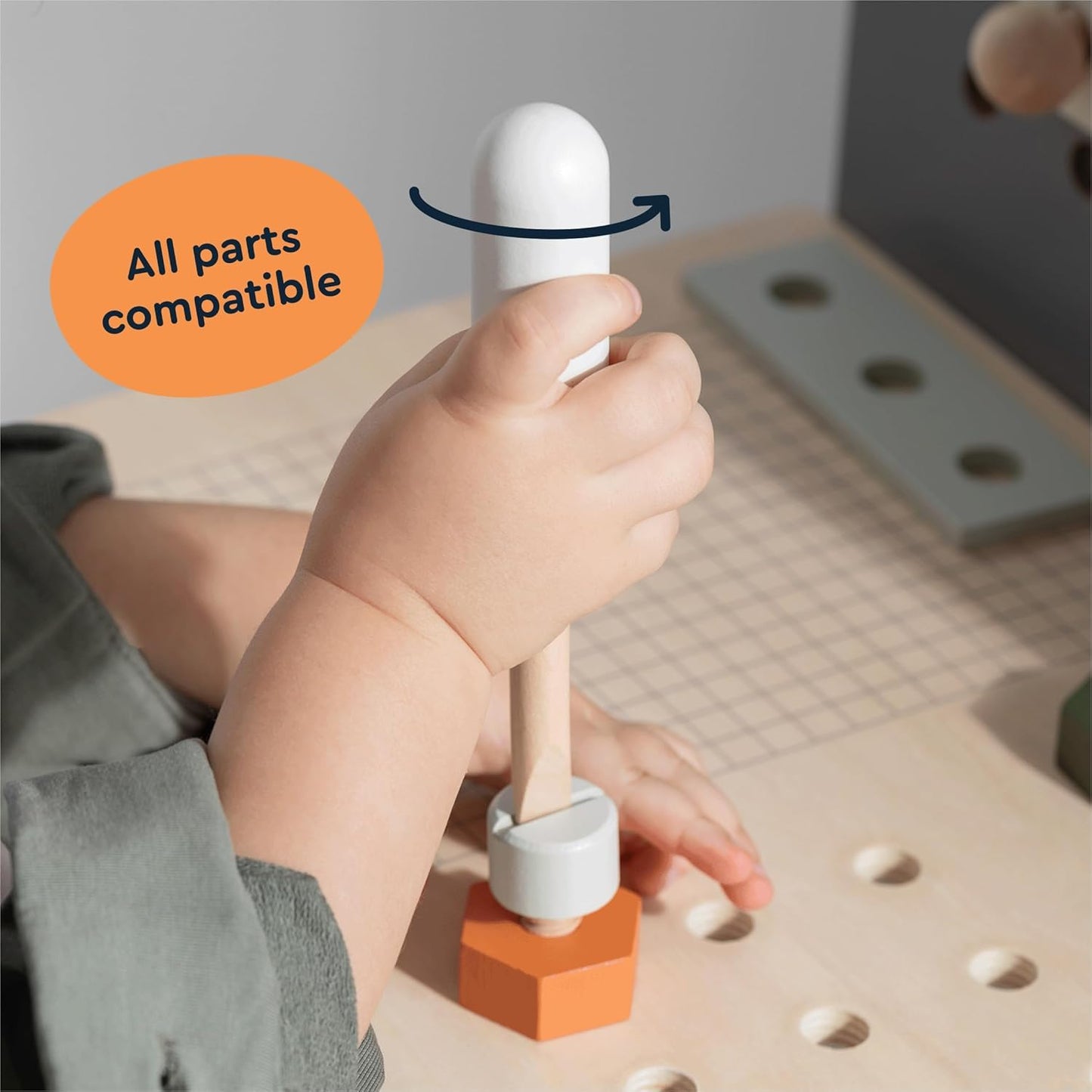 Tool Set, Children's Wooden Workbench Workshop Jeridoo Screw and Nut