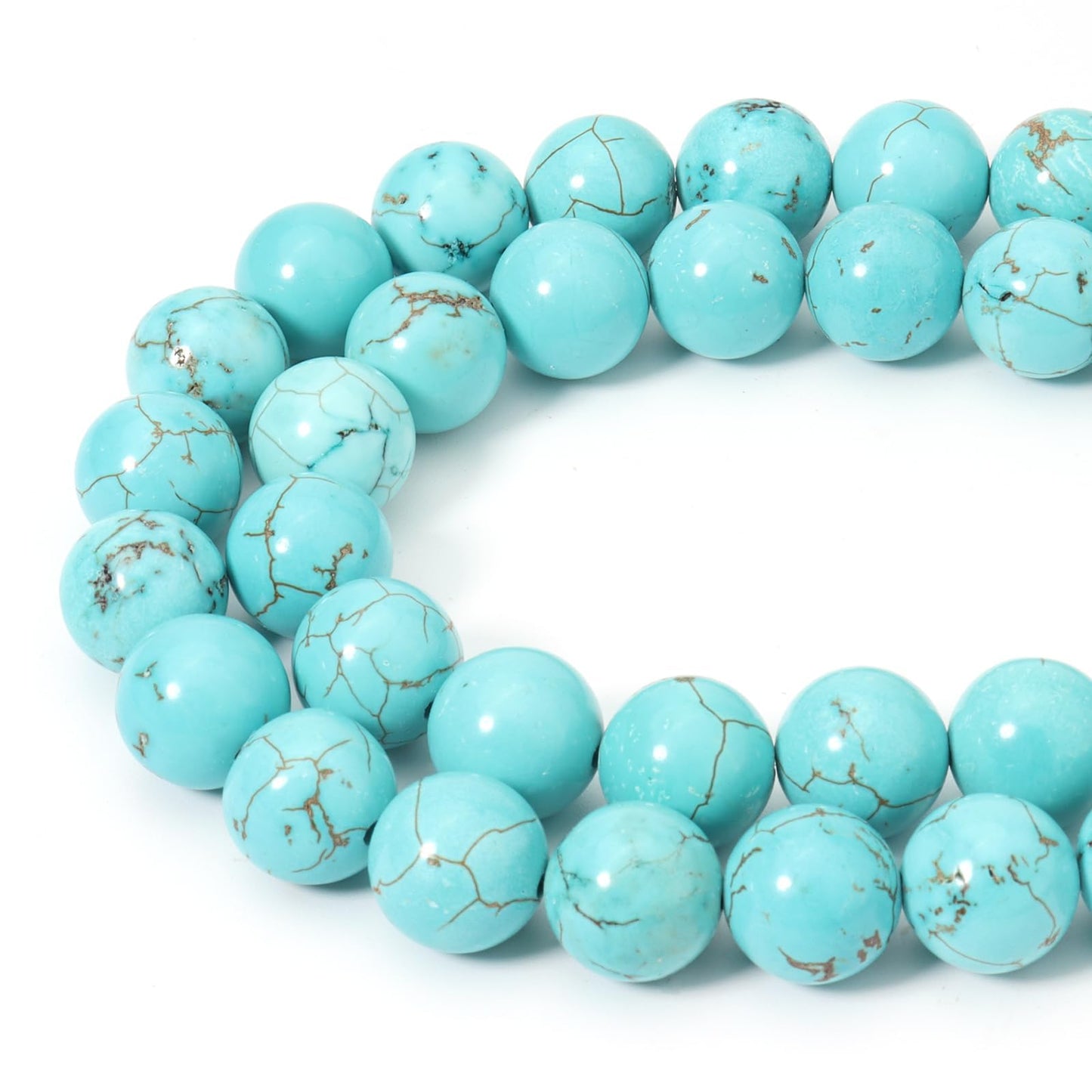 Siomia 45pcs 8mm Natural Blue Turquoise Gemstone Beads Energy Healing Crystal Round Loose Stone Beads for Jewelry Making, DIY Bracelets Necklaces