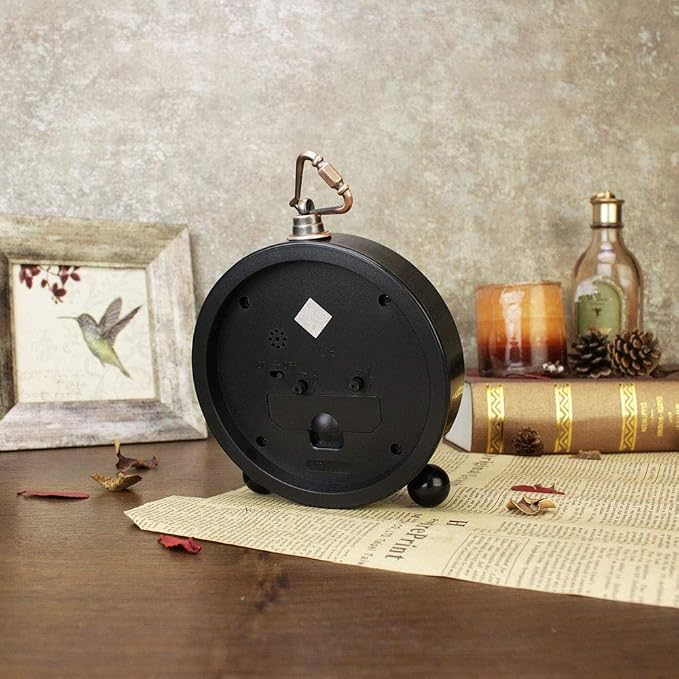 Maxspace 5.5 inch Black European Style Retro Silent Desk Alarm Clock Non-Ticking Whisper Battery Operated, HD Glass Face, Easy to Read for Indoor Decor