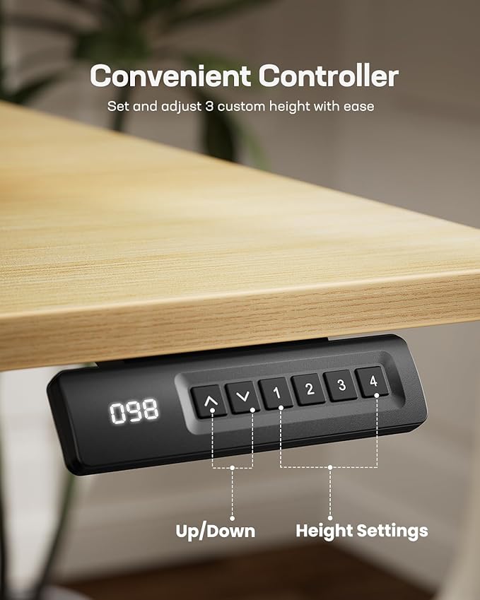 Marsail Electric Standing Desk,Adjustable Height Stand up Desk, 40 x 24 Inch Home Office Furniture Computer Desk, 4 Memory Preset with Headphone Hook, Cable Organizer, Maple