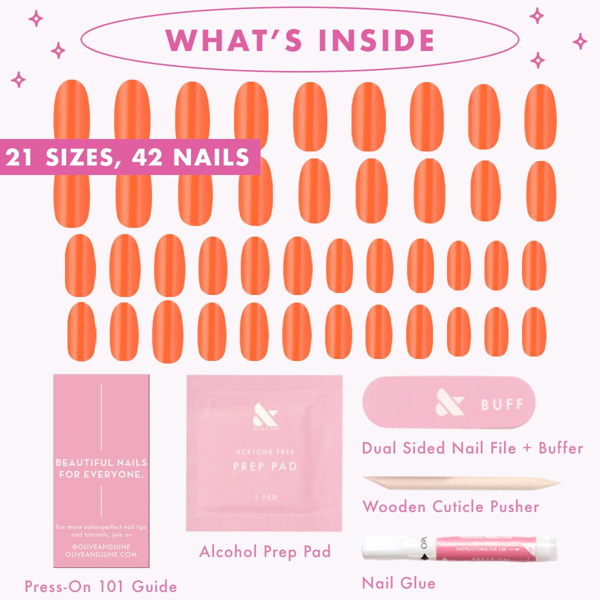 Olive & June Maximalist Instant Mani Press-On Nails (Glue) | 42 Fake Nails, 21 Sizes | Non-Toxic, Long-Lasting Big, Bold Gorgeous Realistic Look | Salon-Quality | Medium, Oval | Bounce Back Chrome