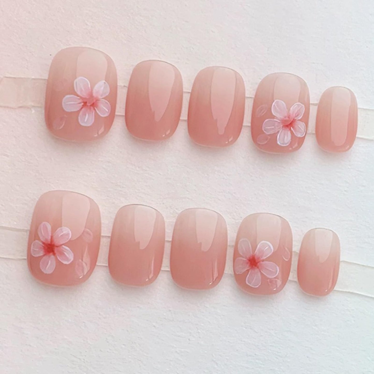 Light Rain Small Size Hand-made Press on Nails, 3D Gel UV Finished False nails with Design by Professional Manicurist