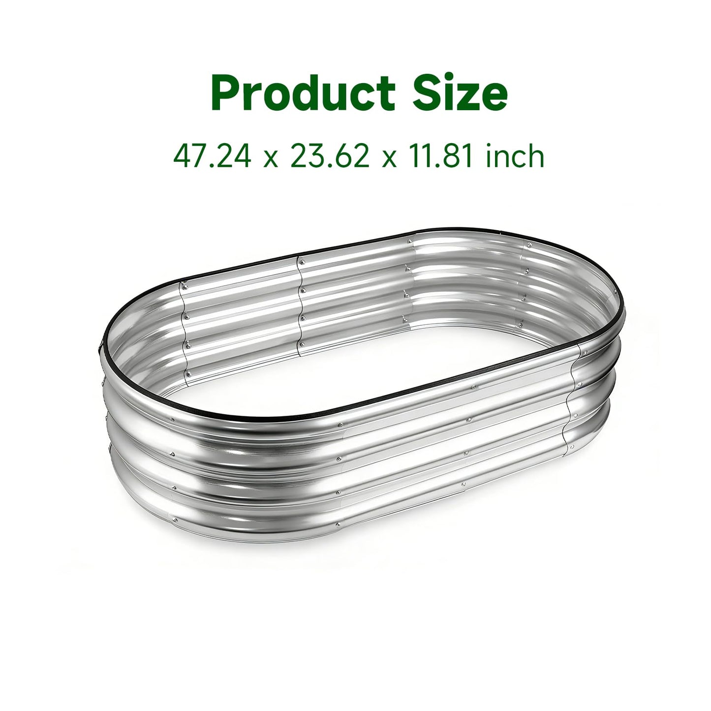 Faststar Galvanized Raised Garden Bed Outdoor, Easy Assembly Mental Planter Box with Safety Edging & Wing Nuts, Rust-Proof Metal for Garden Backyard Vegetables, Fruits 4x2x1ft Oval