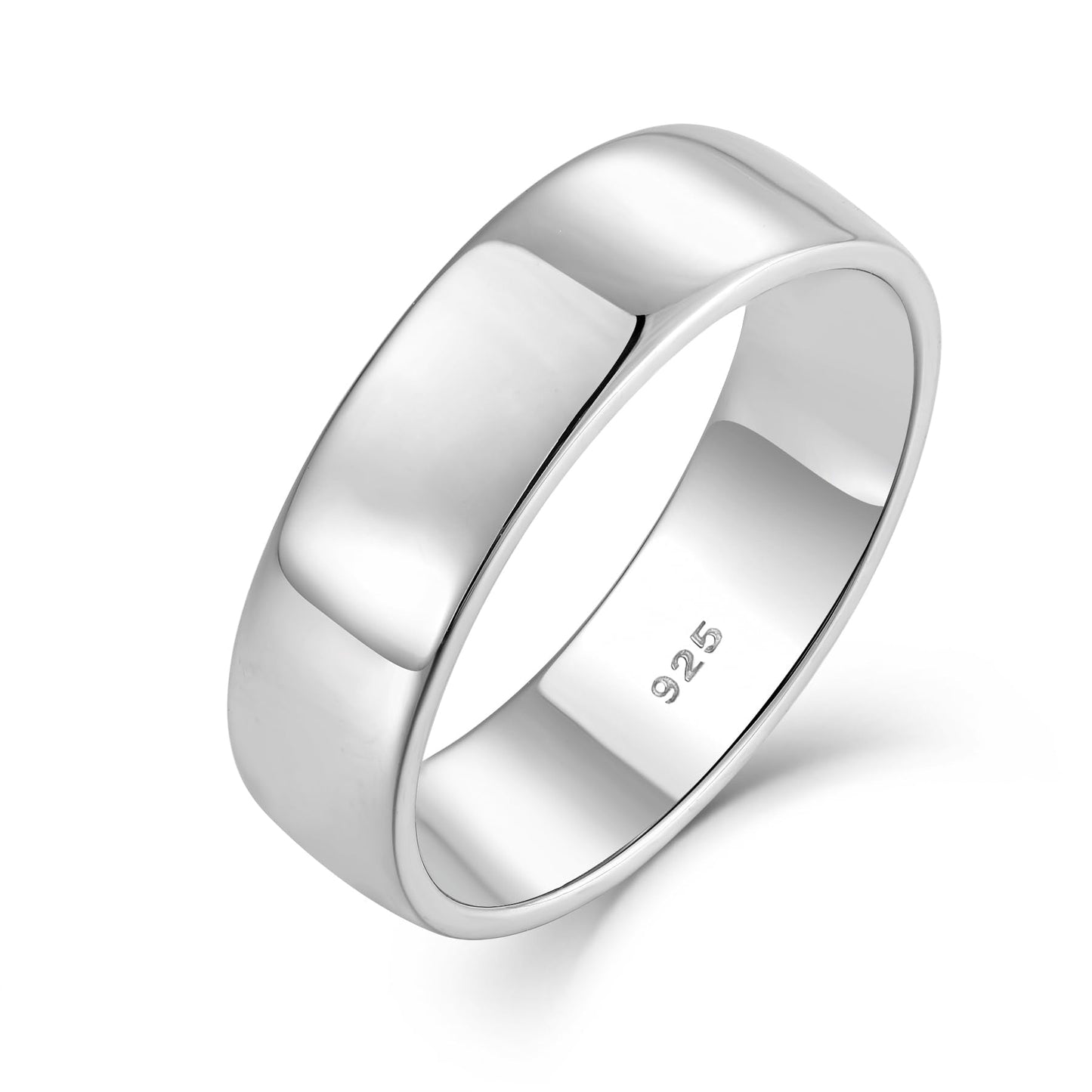 STARCHENIE Solid 925 Sterling Silver 6mm Wedding Band Ring, Comfort Fit High Polish, for Men and Women (Size 10)