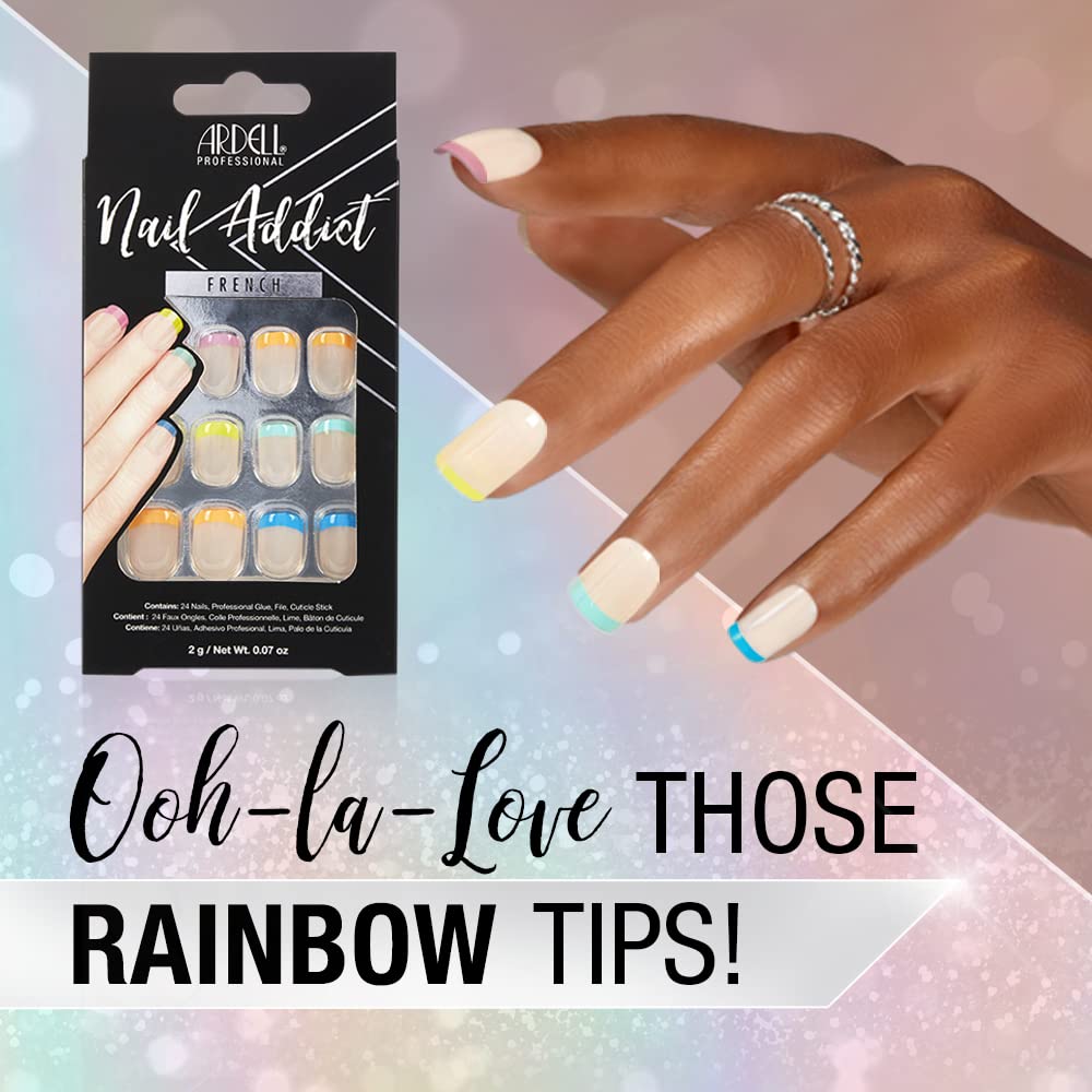 Ardell Nail Addict Artificial Nail Set, Rainbow French
