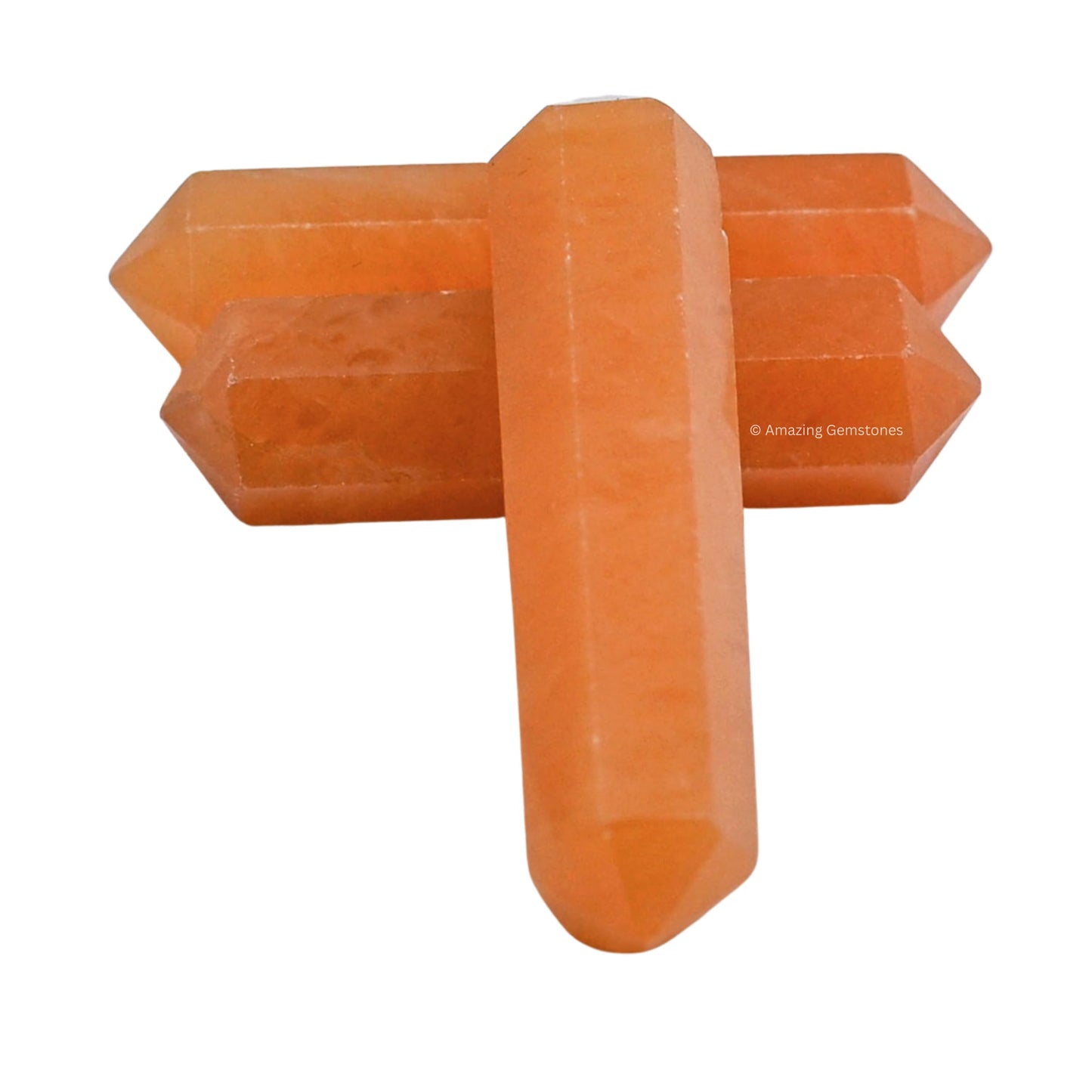 Amazing Gemstone Red Aventurine Crystal Points Bulk Healing Crystals - Pack of 3 Double Terminated Healing Wand Point Bulk Crystals for Crafts, Crystal Grid, DIY Work - Premium Crystals