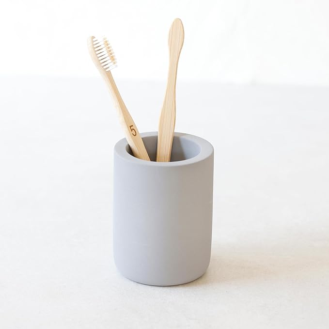 Selegna Drying Stone Toothbrush Holder, Diatomite Toothbrush Holders for Bathroom, Quick Drying Electric Toothbrush & Toothpaste Holder Cup, Diatomaceous Earth Bathroom Sink Organizer (Dark Grey)