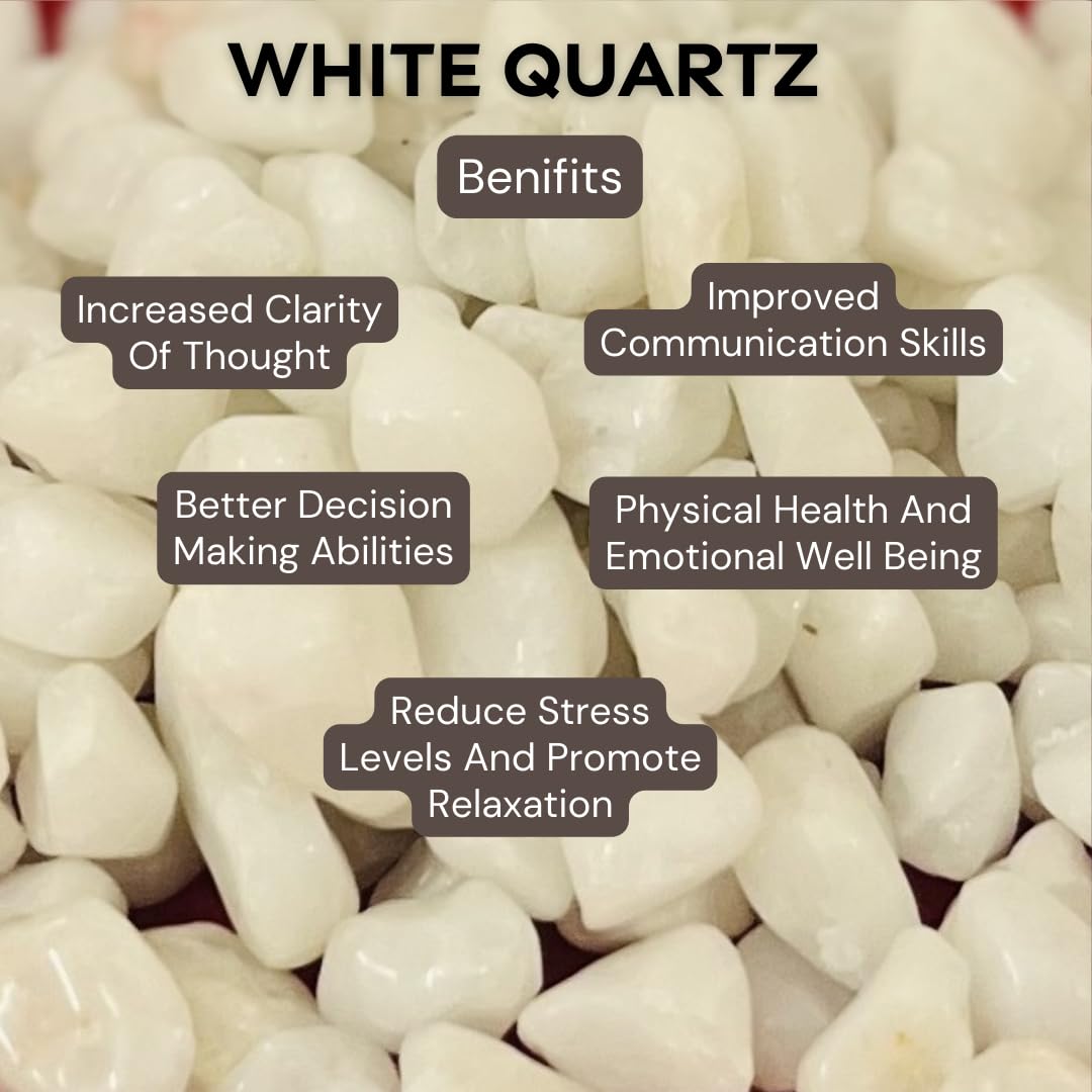 Indian Consigners White Quartz Tumbled Stone Chips – 100g Natural Polished Gemstones for Healing, Energy Work, Crafts & Home Decoration