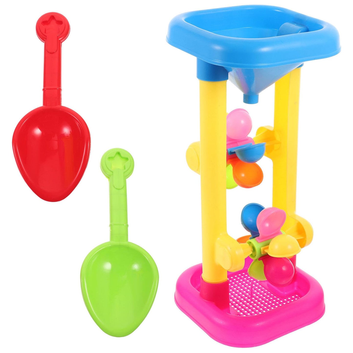 Vaguelly Water Wheel Toy Set Plastic Kids Beach and Water Wheel Toy Outdoor Beach Hourglass Sifting Funnel Random Color