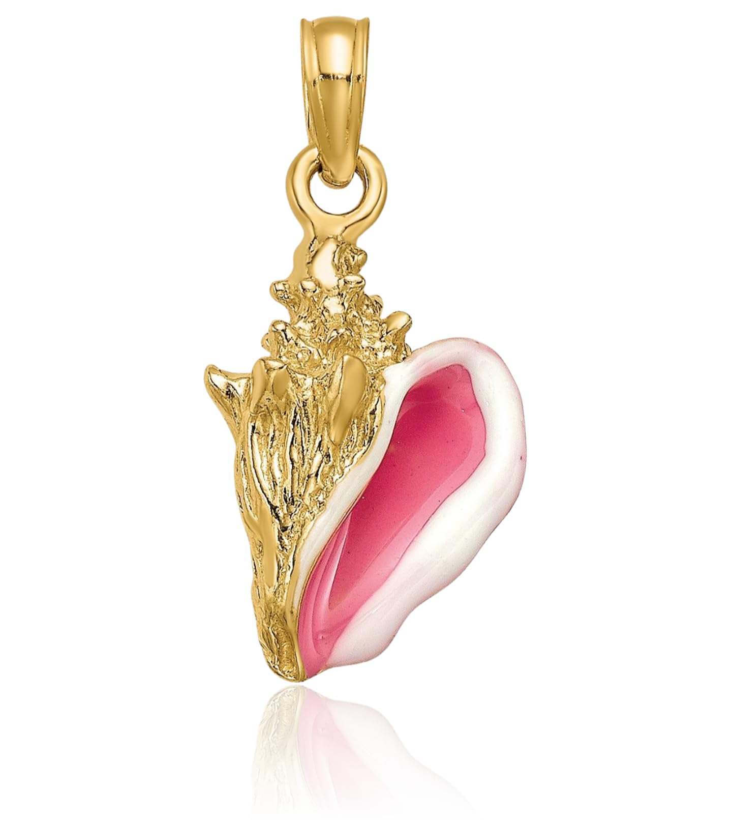 IceCarats 14K Solid Yellow Gold Medium Conch Shell Pendant Necklace 22mm 7/8 inch 3d Sculpted, Polished, Textured for him
