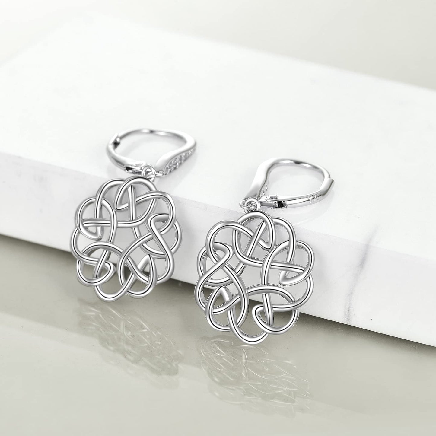 POPLYKE Celtic Knot Drop Dangle Wire Earrings Sterling Silver Leverback Earrings…